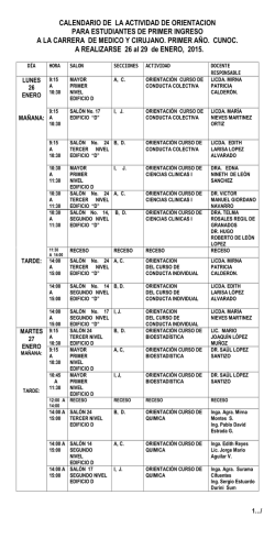 calendario de la actividad de orientacion para estudiantes de primer