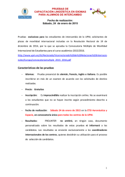 Caracter&iacute;sticas de las pruebas