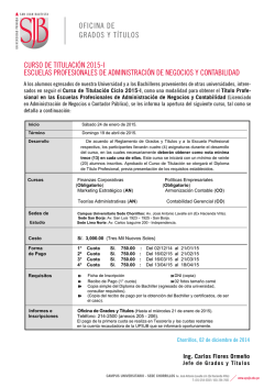 CURSO DE TITULACION 2015 - I ADMINISTRACION DE NEGOCIOS