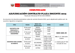comunicado adjudicaci&oacute;n contrato plaza docente 2015