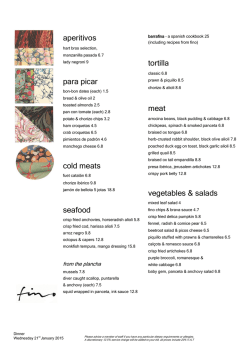 A La Carte Menu