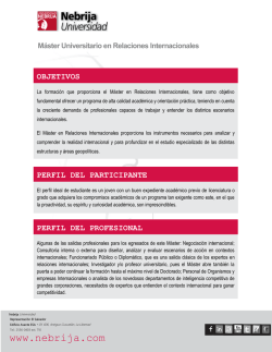 M&aacute;ster Universitario en Relaciones Internacionales