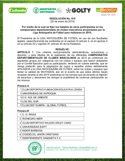 RESOLUCI&Oacute;N No. 015 (20 de enero de 2015) Por medio de la cual