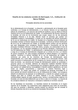 Rese&ntilde;a de los estatutos sociales de BanCoppel, S.A., Instituci&oacute;n de