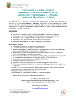 Convocatoria para PSICOLOGOS - Coordinadora Paz para la Mujer