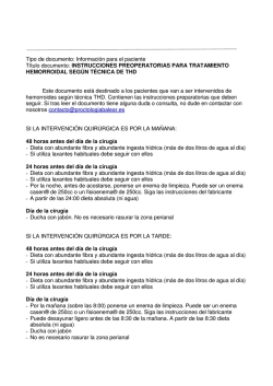 &Oacute;rdenes preoperatorias t&eacute;cnica THD