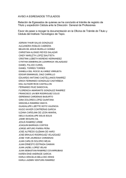 Relaci&oacute;n de Egresados de quienes se ha concluido el tr&aacute;mite de