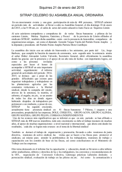Siquirres 21 de enero del 2015 SITRAP CELEBRO SU