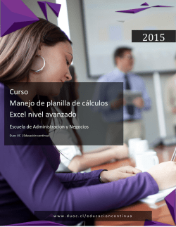 Curso Manejo de planilla de c&aacute;lculos Excel nivel avanzado