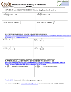Saberes Previos: L&iacute;mite y Continuidad