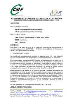 CSI-F en AEMET Blog: http://csifaemet.wordpress.com Correo: csif