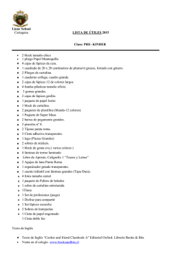 Lions`School Cartagena LISTA DE &Uacute;TILES 2015 Class: PRE