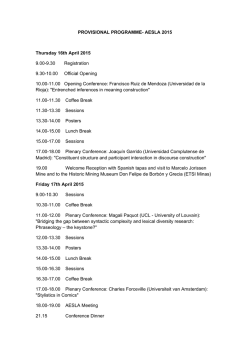 PROVISIONAL PROGRAMME- AESLA 2015 Thursday 16th April