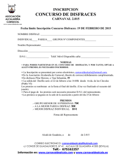 inscripci&oacute;n disfraces 2015 - Carnaval de Alcala de Guadaira