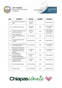 No. EVENTO FECHA AFORO CIUDAD