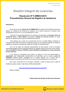 Gesti&oacute;n Integral de Licencias Resoluci&oacute;n N&ordm; 6 /MMGC/2015