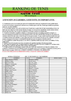 RANKING DE TENIS - Tu ranking de tenis y padel