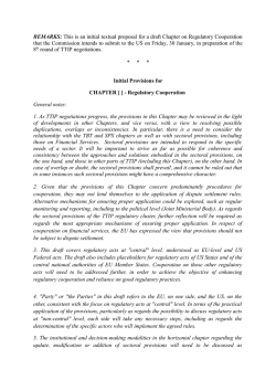 This is an initial textual proposal for a draft Chapter on