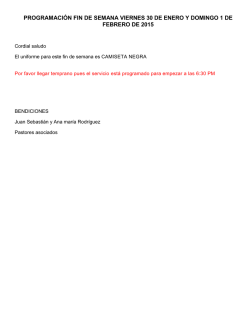 PROGRAMACI&Oacute;N FIN DE SEMANA VIERNES 30 DE