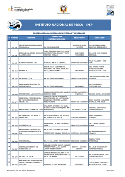 Procesadoras Acuicolas - Instituto Nacional de Pesca