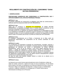 reglamento de construcci&oacute;n del condominio &ldquo;diana natura residencial&rdquo;