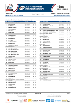 Men Elite / Hommes Elite Start List / Liste de d&eacute;part
