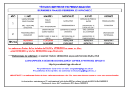 Grilla de Ex&aacute;menes TSP Gral. Pacheco Febrero 2015