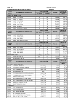 ARDAL SA LISTA DE PRECIOS DE PRODUCTOS retak &reg; m2
