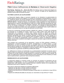 Fitch Coloca Calificaciones de Soriana en Observaci&oacute;n Negativa