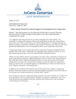 January 26, 2015 FOR IMMEDIATE RELEASE CONTACT: (608) 267