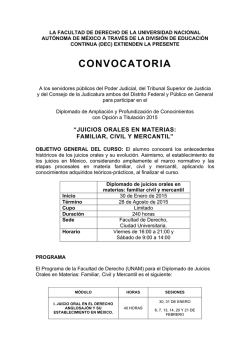 Diplomado "Juicios orales en materia: Familiar, Civil y Mercantil"