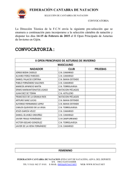 CONVOCATORIA: - Federaci&oacute;n Cantabra de Nataci&oacute;n