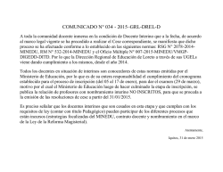 COMUNICADO N&deg; 034 - 2015&ndash;GRL-DREL-D