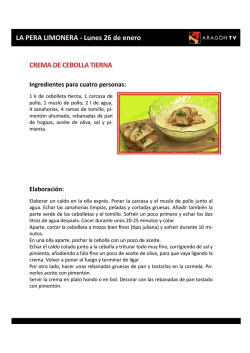 LA PERA LIMONERA - Lunes 26 de enero CREMA DE CEBOLLA