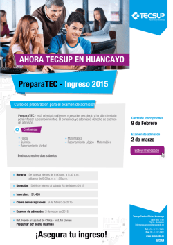 &iexcl;Asegura tu ingreso! AHORA TECSUP EN HUANCAYO