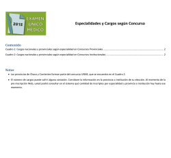 Especialidades y Cargos seg&uacute;n Concurso