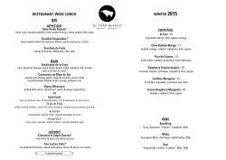 RESTAuRANT WEEK LuNCh WINTER 2015
