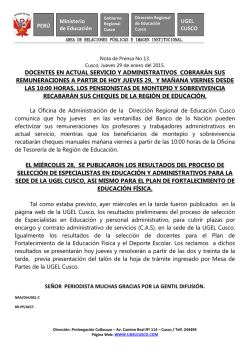 PER&Uacute; Ministerio de Educaci&oacute;n UGEL CUSCO DOCENTES EN