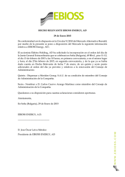 EBIOSS ENERGY Hecho Relevante