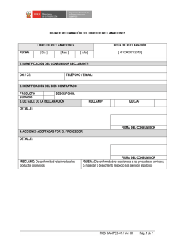 PI08- SANIPES-01 / Ver. 01 P&aacute;g. 1 de 1 HOJA DE RECLAMACI&Oacute;N