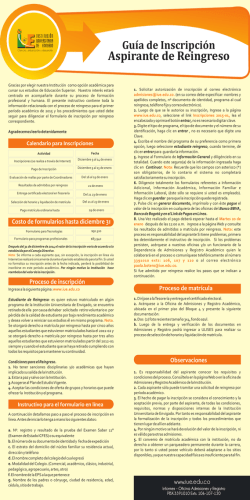 Gu&iacute;a de Inscripci&oacute;n Aspirantes Reingreso