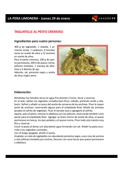 LA PERA LIMONERA - Jueves 29 de enero TAGLIATELLE AL