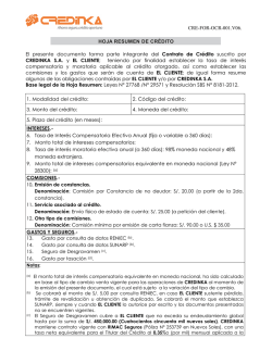 Hoja Resumen Cr&eacute;dito