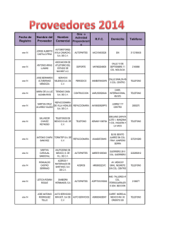 Fecha de Registro Nombre del Proveedor Nombre Comercial R.F.C.