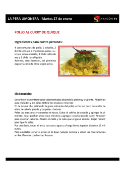 LA PERA LIMONERA - Martes 27 de enero POLLO AL CURRY DE