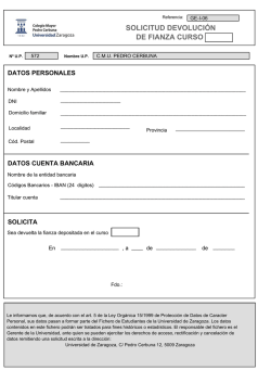 DEVOLUCION DE FIANZA - Universidad de Zaragoza