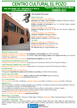 Programa del Centro Cultural el Pozo del T&iacute;o Raimundo. Febrero