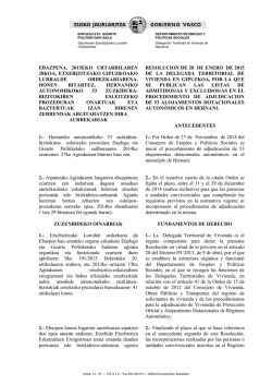 Ebazpena, 2015eko urtarrilaren 28koa, Gipuzkoako Etxebizitzako