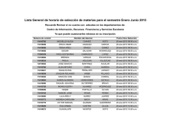 Lista General de horario de selecci&oacute;n de materias para el semestre