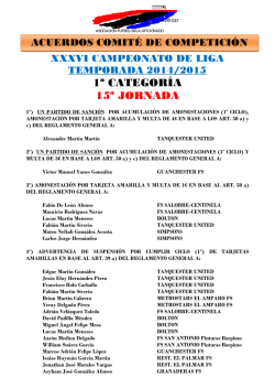 ACUERDOS COMIT&Eacute; DE COMPETICI&Oacute;N - 15&ordf; JORNADA